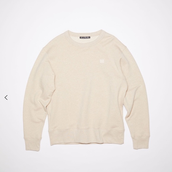 acne studios CREW NECK SWEATSHIRT - NWT- Unisex size small -  Oatmeal melange - Picture 2 of 10